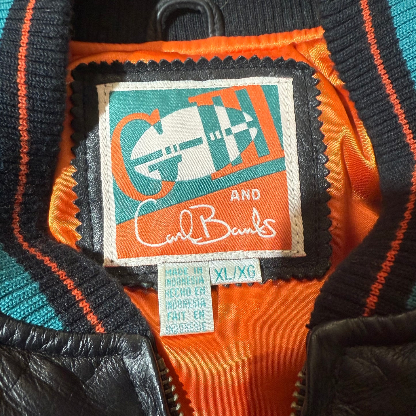 GIII & Carl Banks Miami Dolphins Leather Jacket Size XL