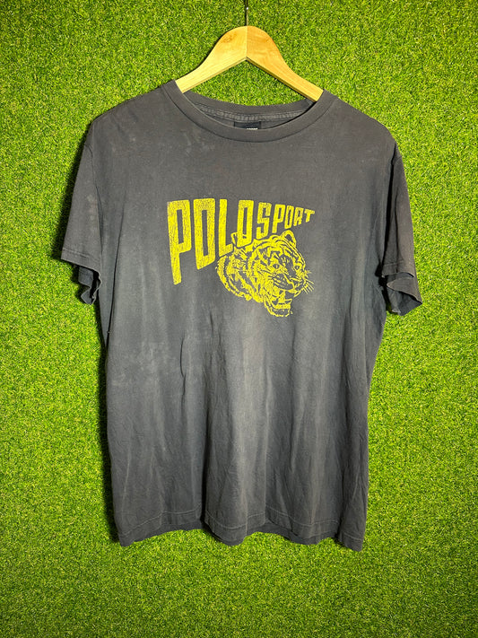 Vintage Sz S Ralph Lauren Polo Sport Tiger Navy Tee