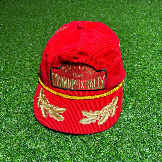 Vintage Dutton 1995 Grand Prix Rally Red Corduroy Cap