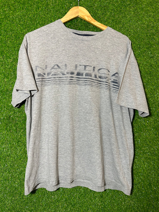 Vintage Sz L Nautica Grey Spellout Tee