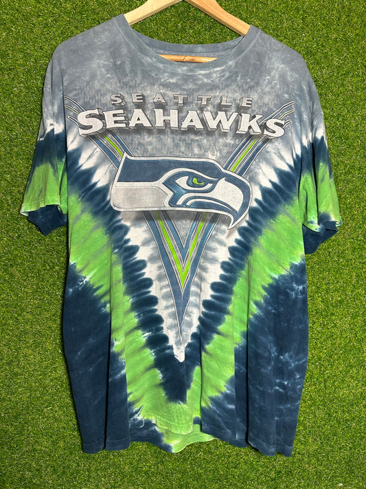 Vintage Sz L Seattle Seahawks Tie-Dye Tee