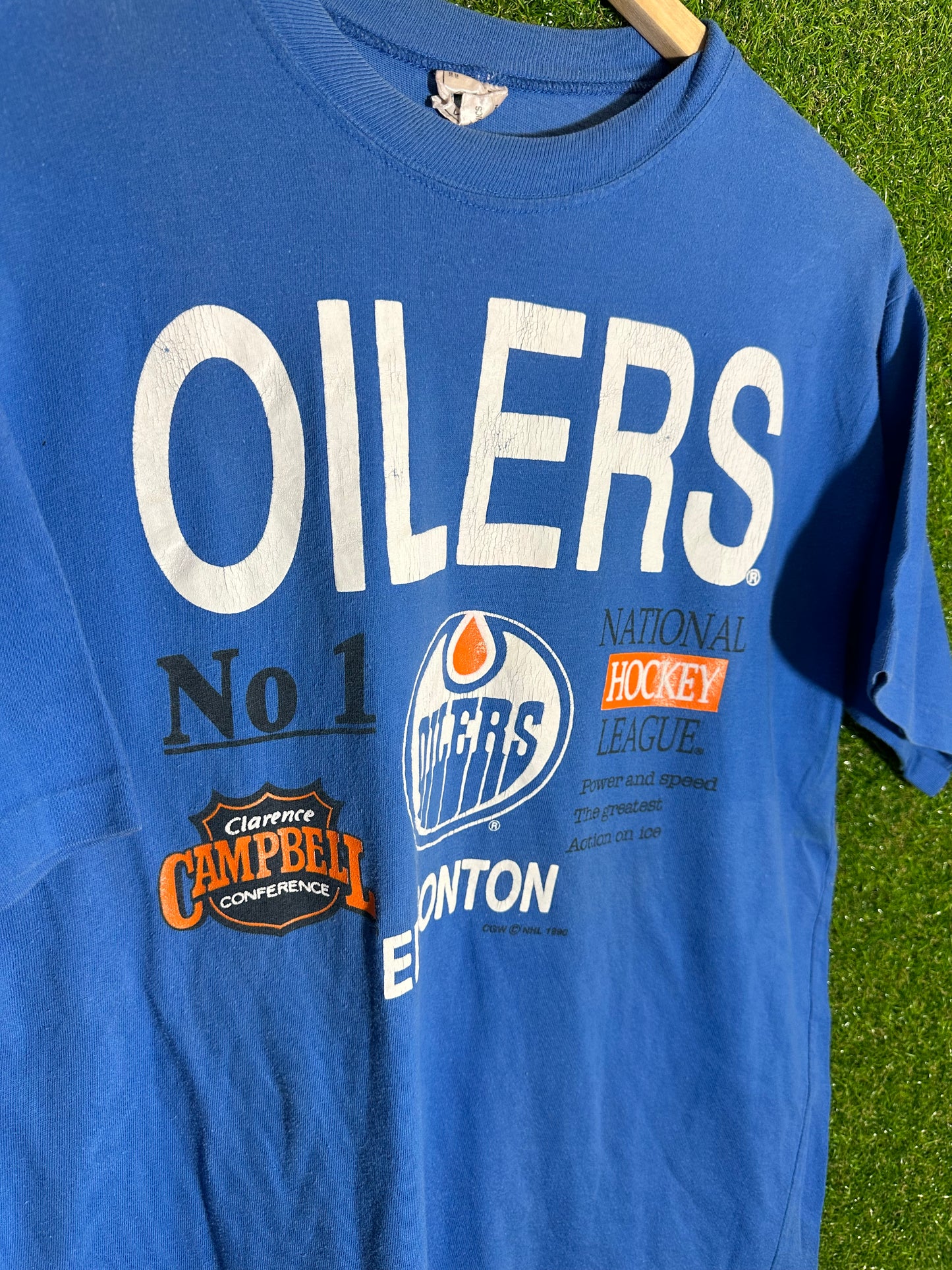 Vintage Sz L Edmonton Oilers Tee