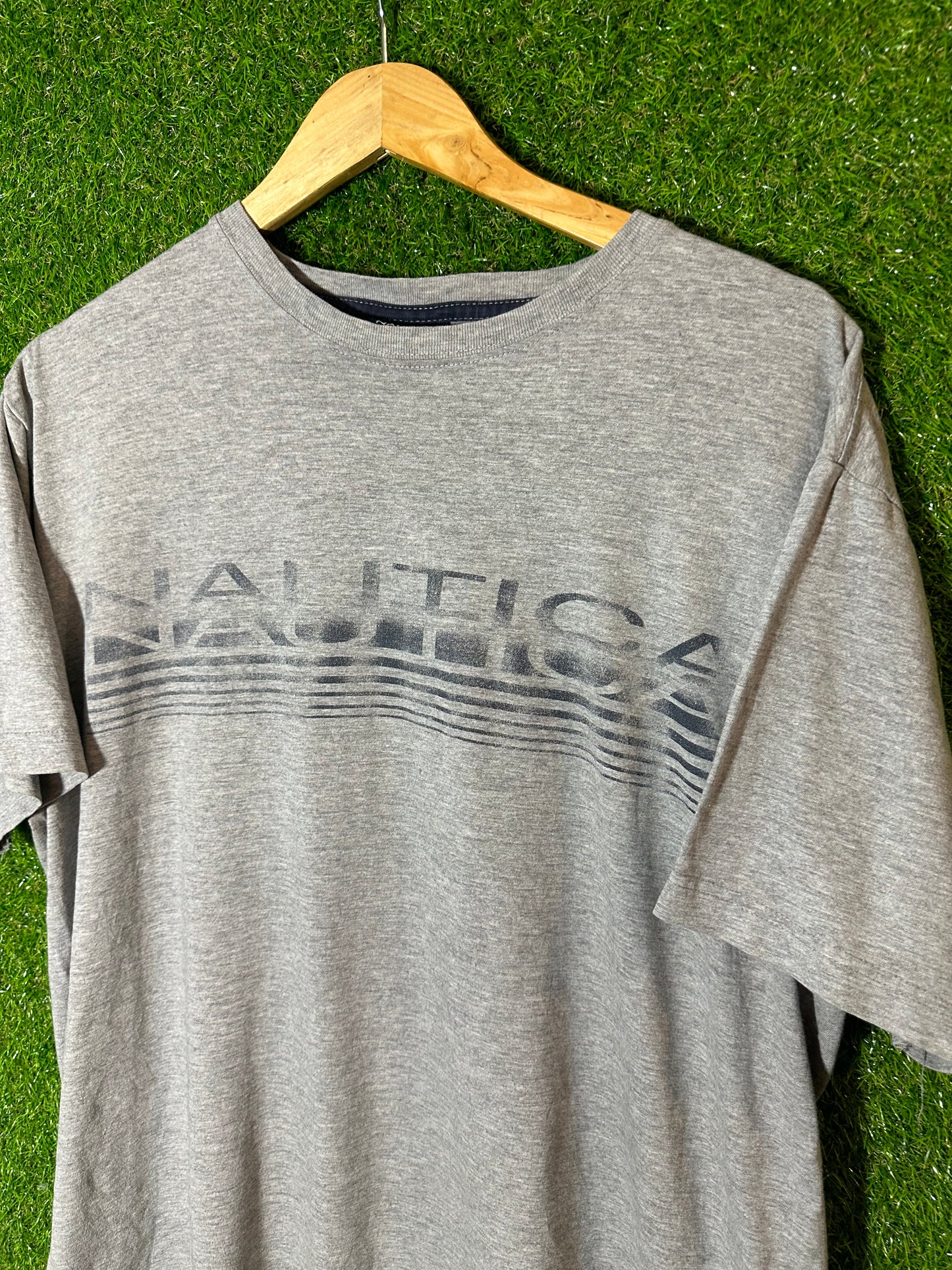 Vintage Sz L Nautica Grey Spellout Tee