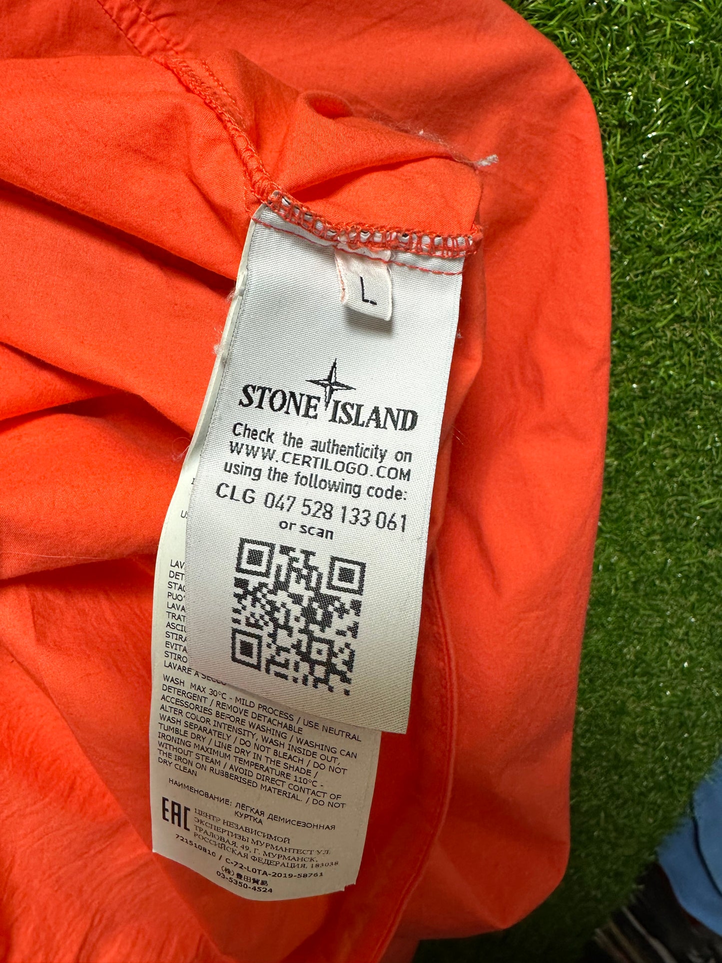 Sz L Stone Island Half Zip Orange Windbreaker