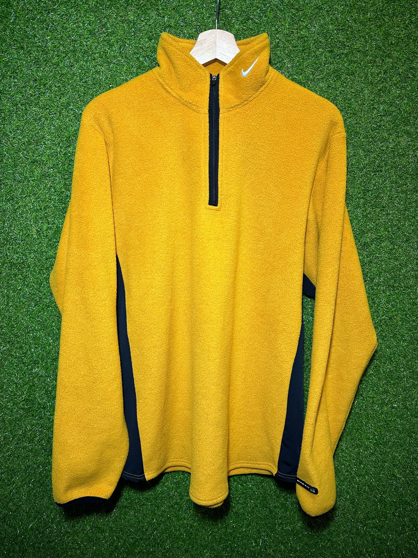 Vintage Sz L Nike Yellow 1/4 Zip Fleece