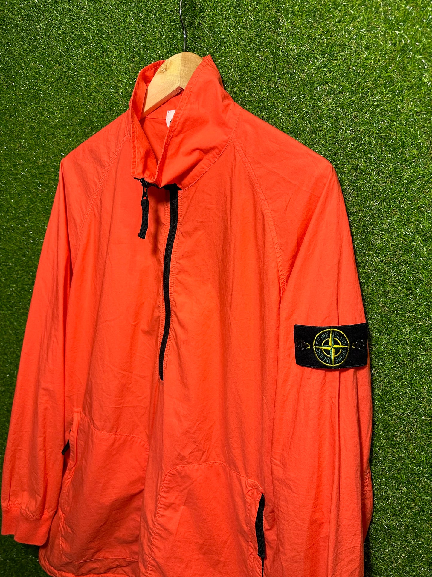 Sz L Stone Island Half Zip Orange Windbreaker