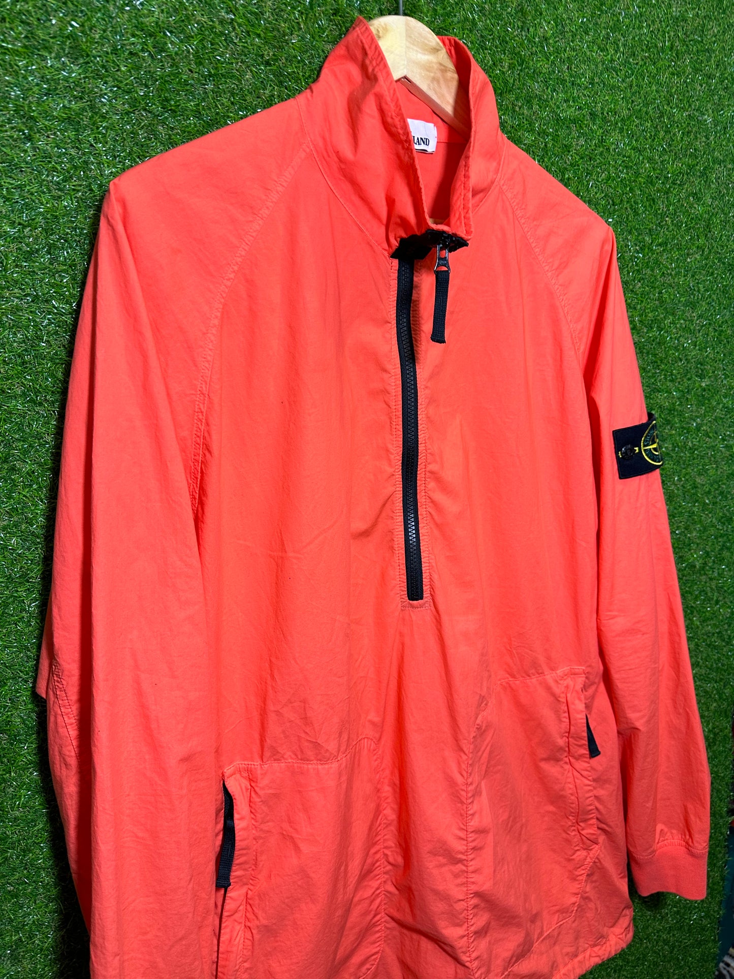 Sz L Stone Island Half Zip Orange Windbreaker