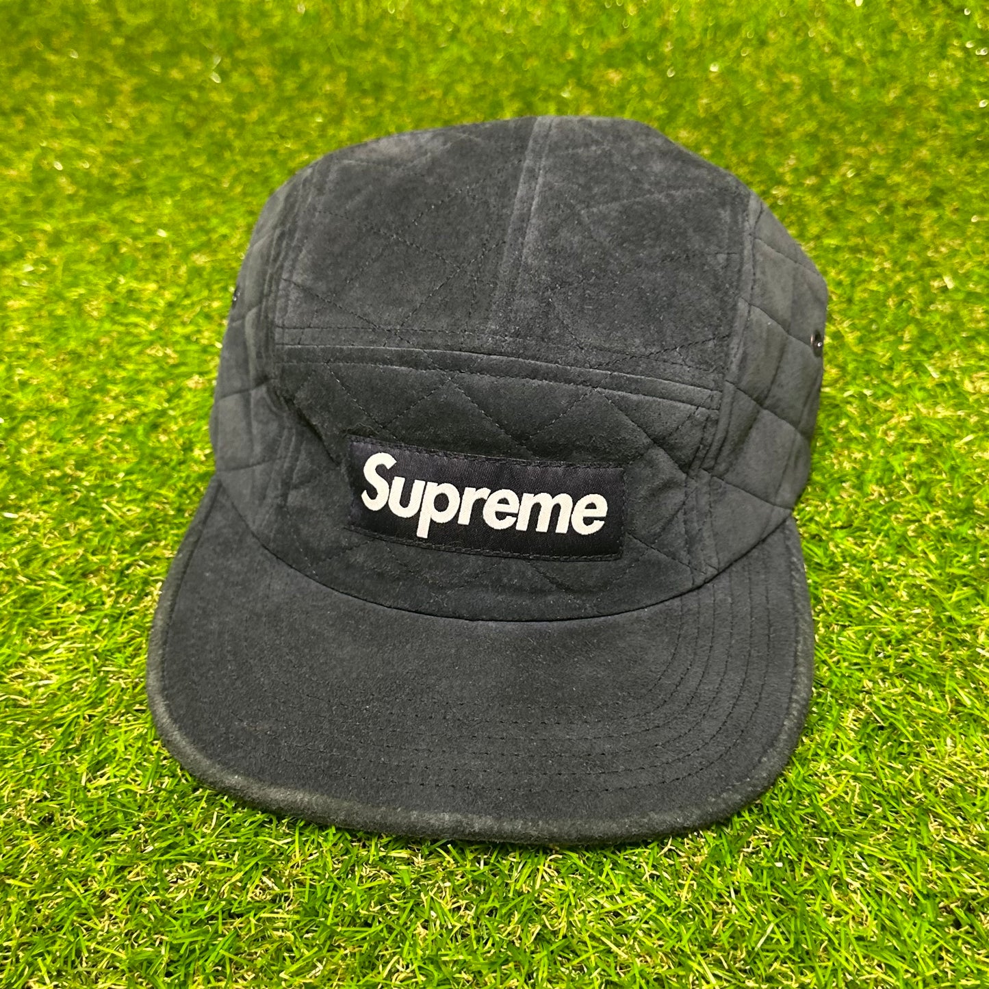 Supreme Quilted Navy Camp Cap