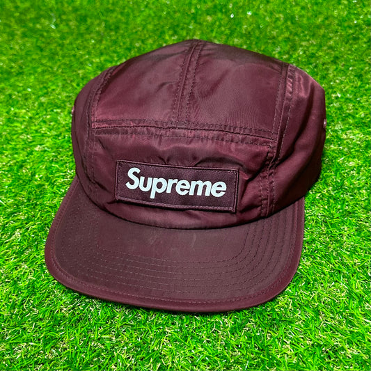 Supreme Maroon Nylon Camp Cap