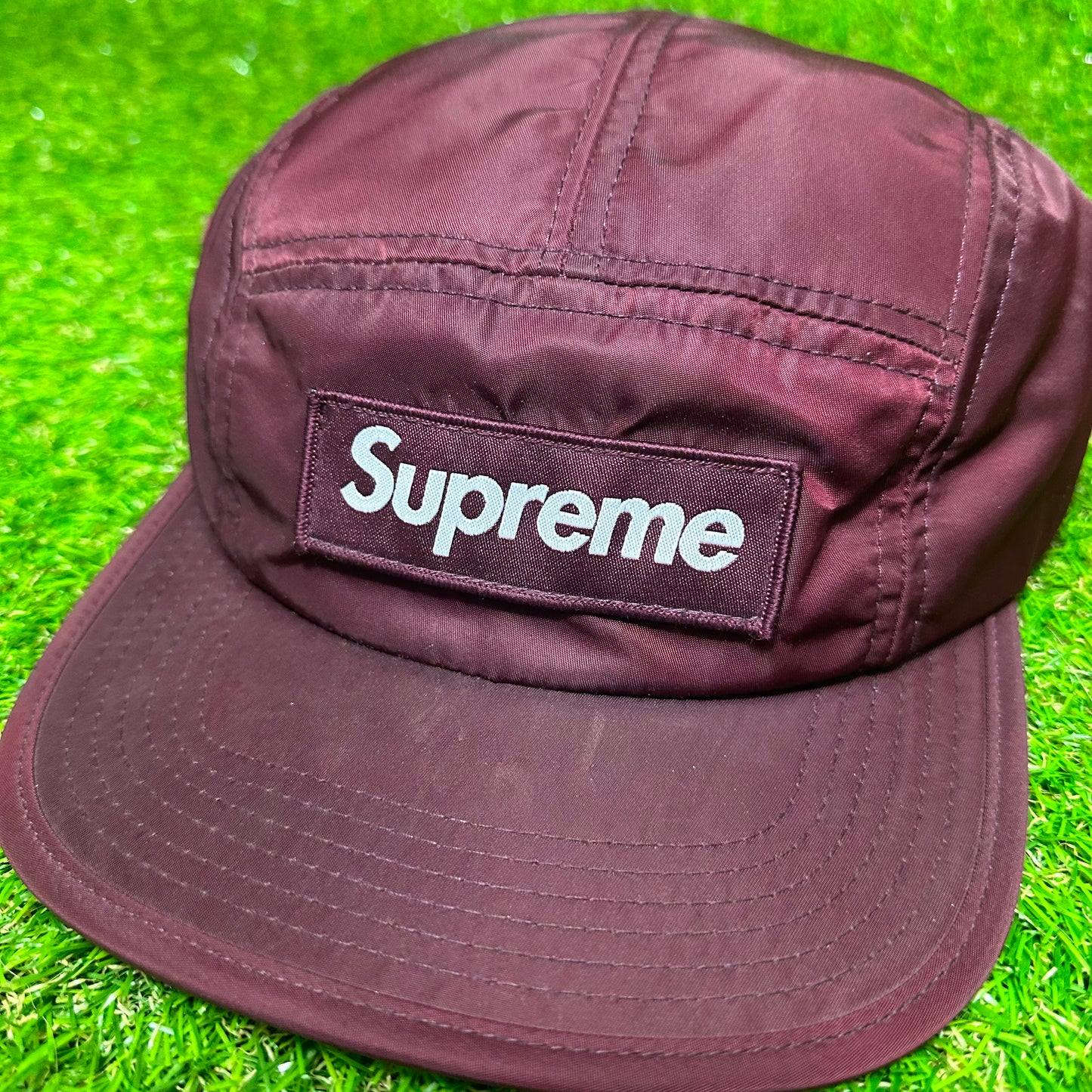 Supreme Maroon Nylon Camp Cap