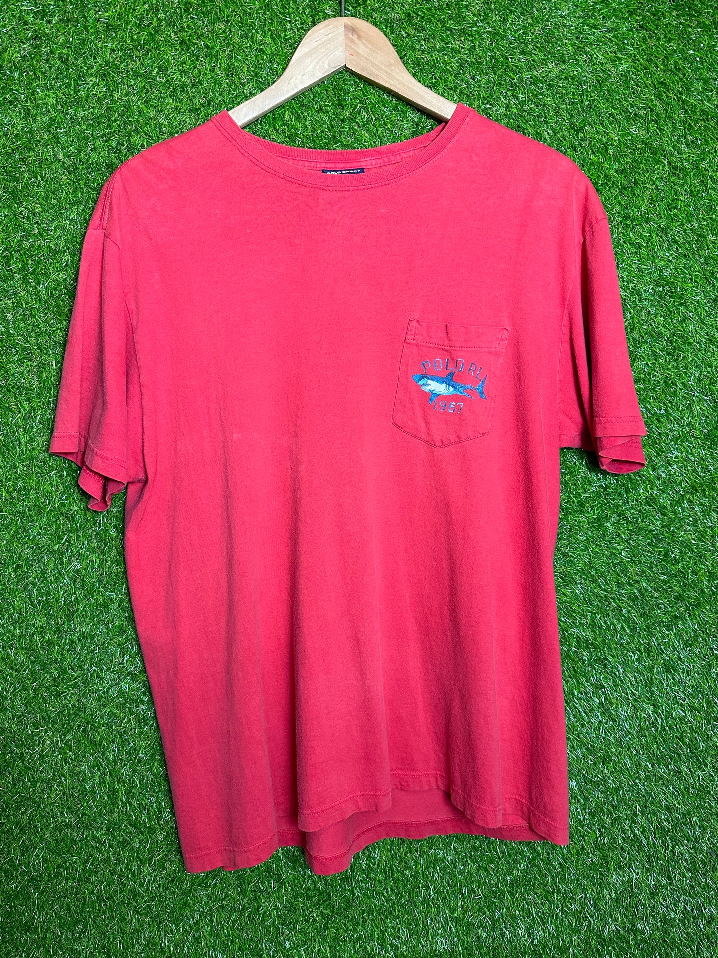 Vintage Sz M Ralph Lauren Polo Sport Red Shark Tee