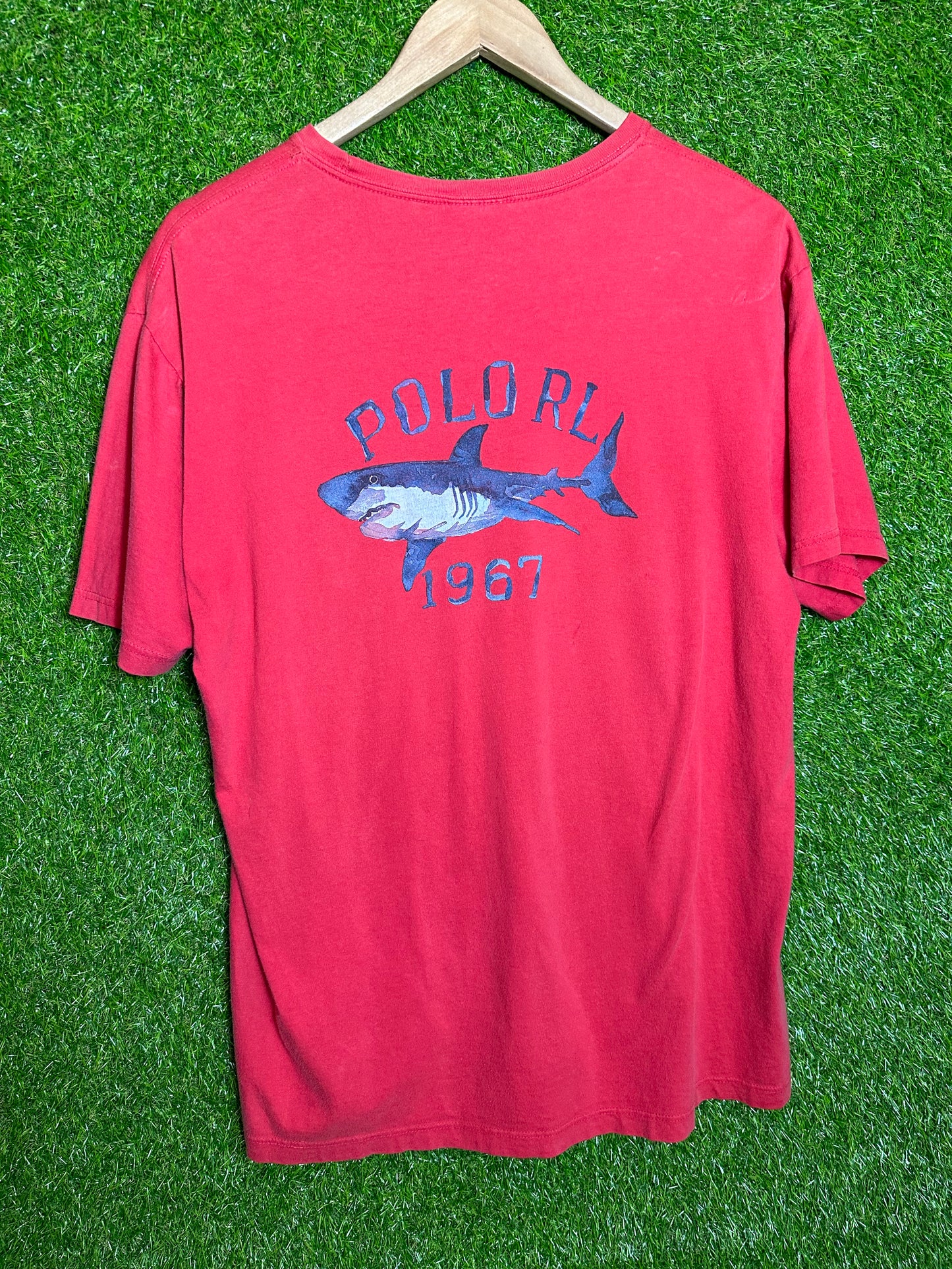 Vintage Sz M Ralph Lauren Polo Sport Red Shark Tee