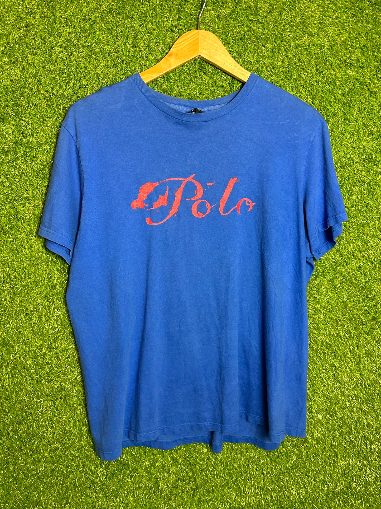 Vintage Sz L Ralph Lauren 'Polo' Blue Spellout Tee