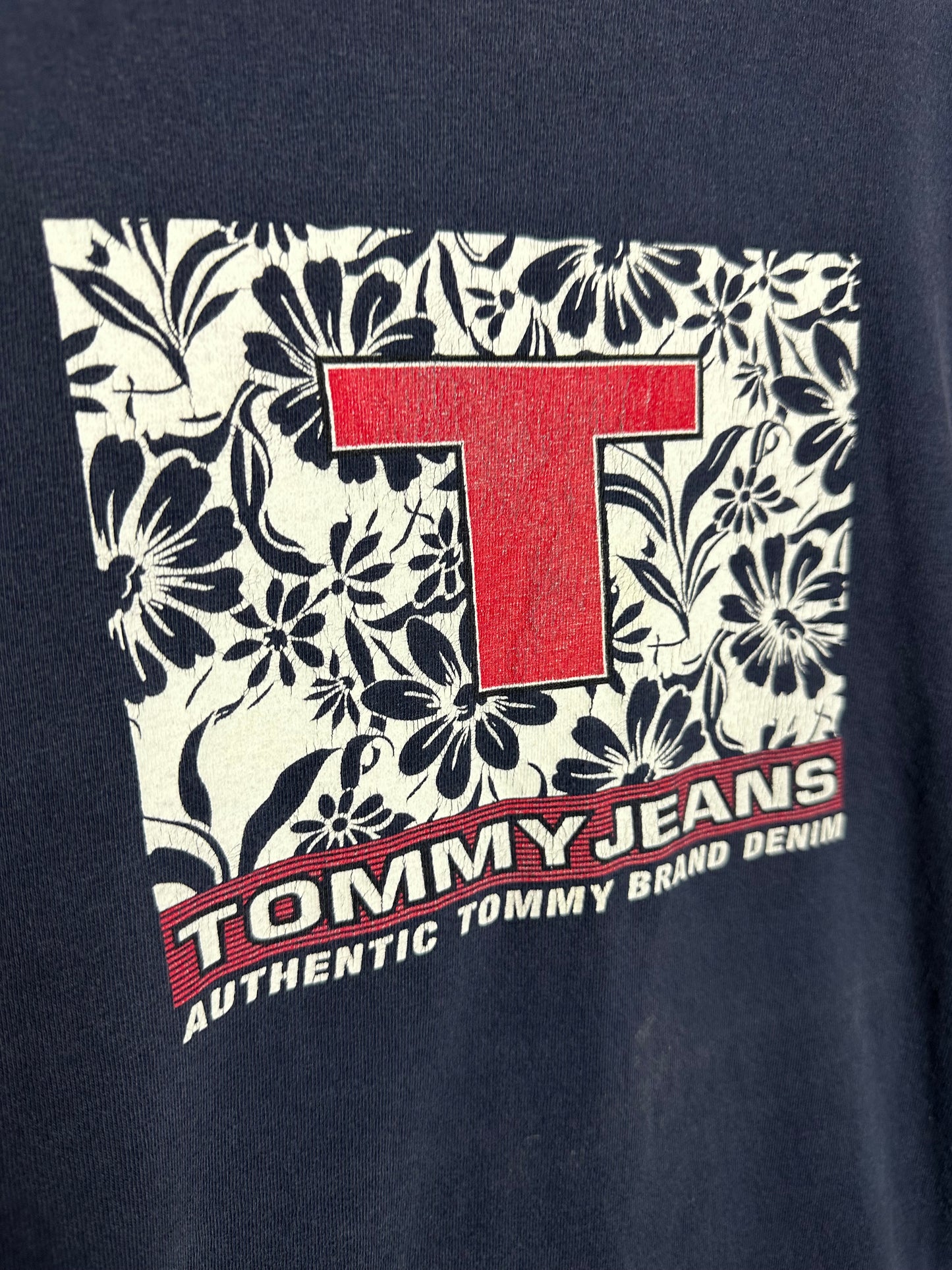 Vintage Sz M Tommy Jeans Navy Floral Tee