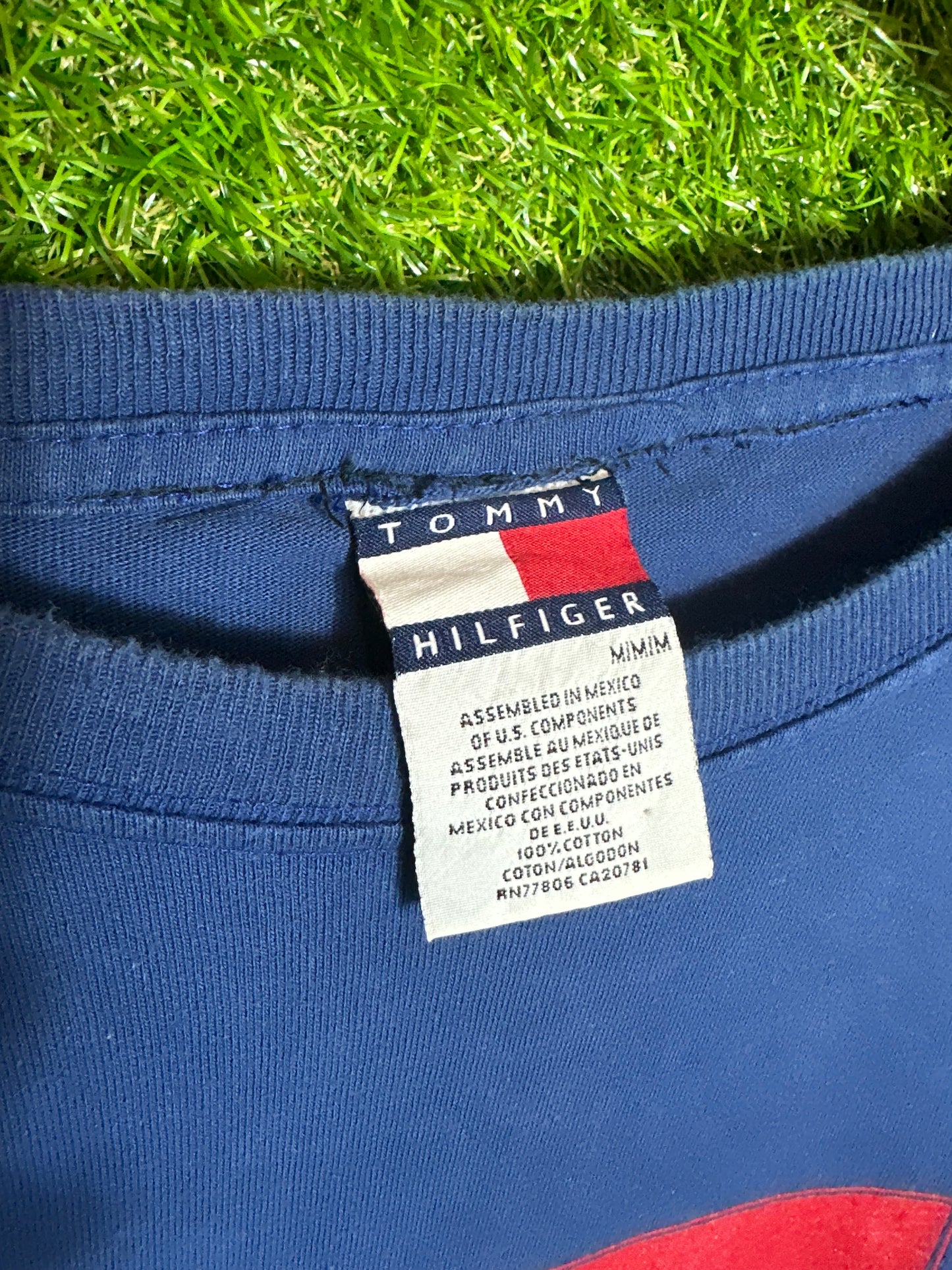 Vintage Sz M Tommy Hilfiger Spellout Blue Tee