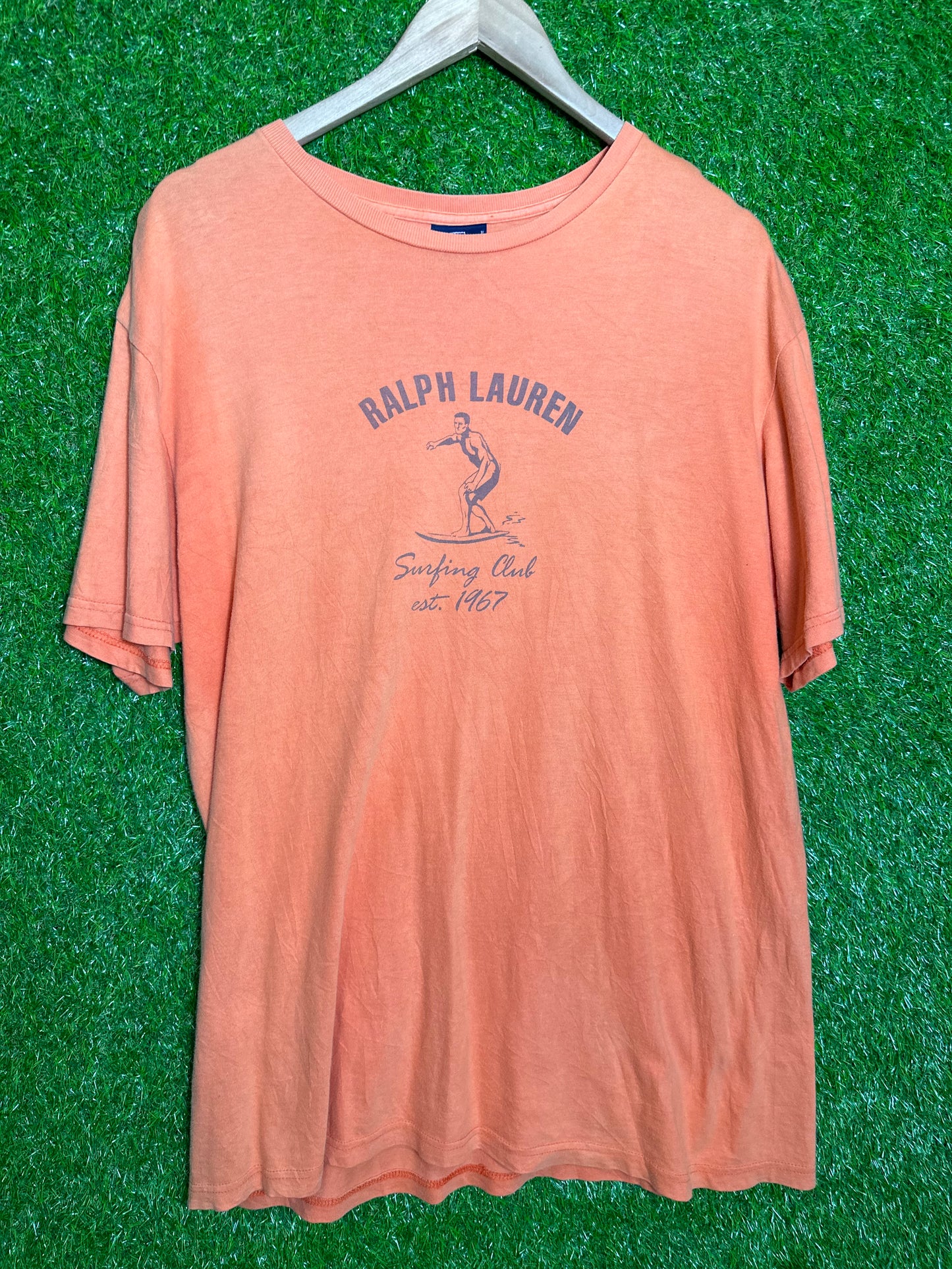 Vintage Sz M Ralph Lauren 'Surfing Club' Orange Tee