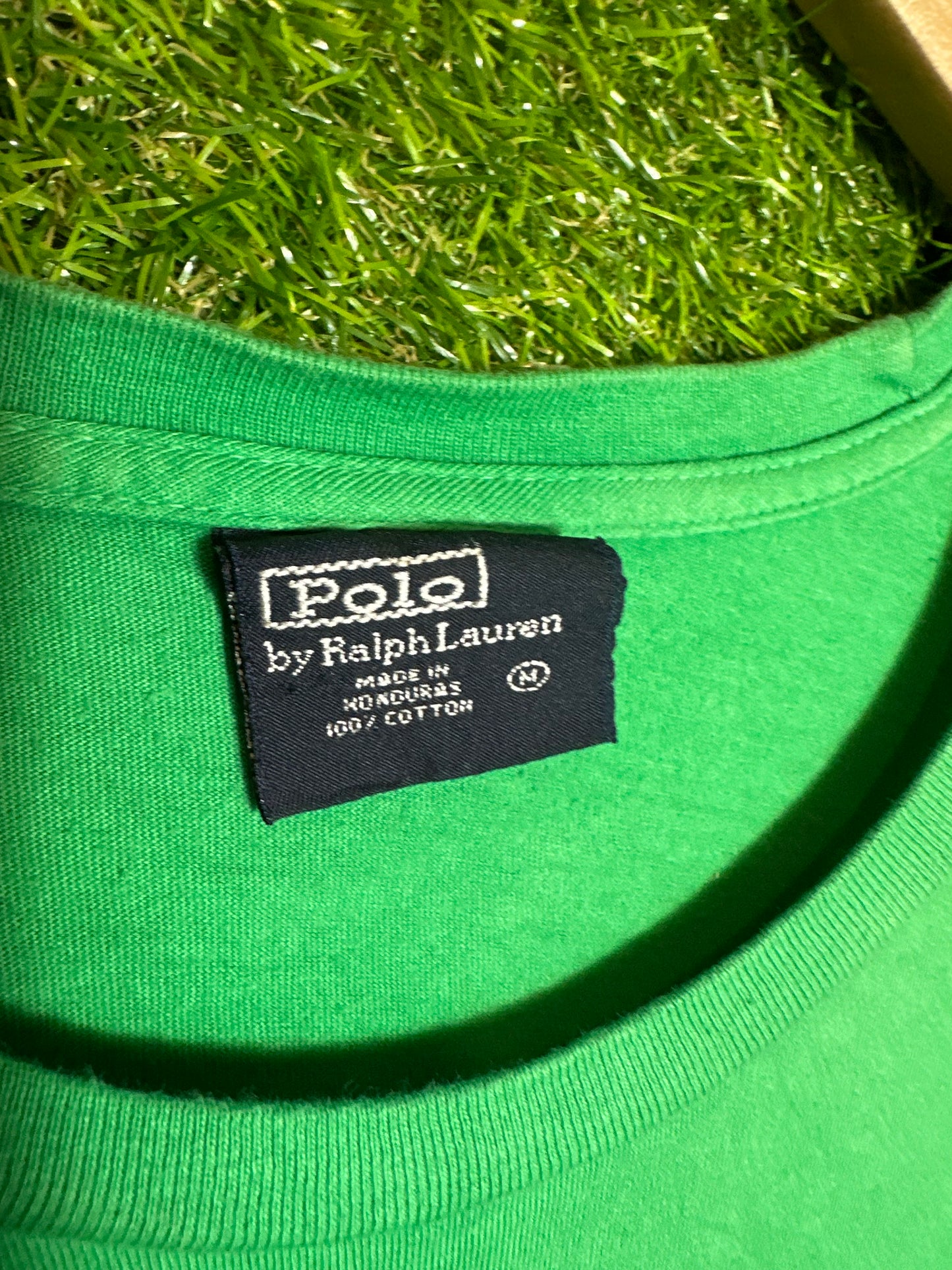 Vintage Sz M Ralph Lauren Polo Green Spellout Tee