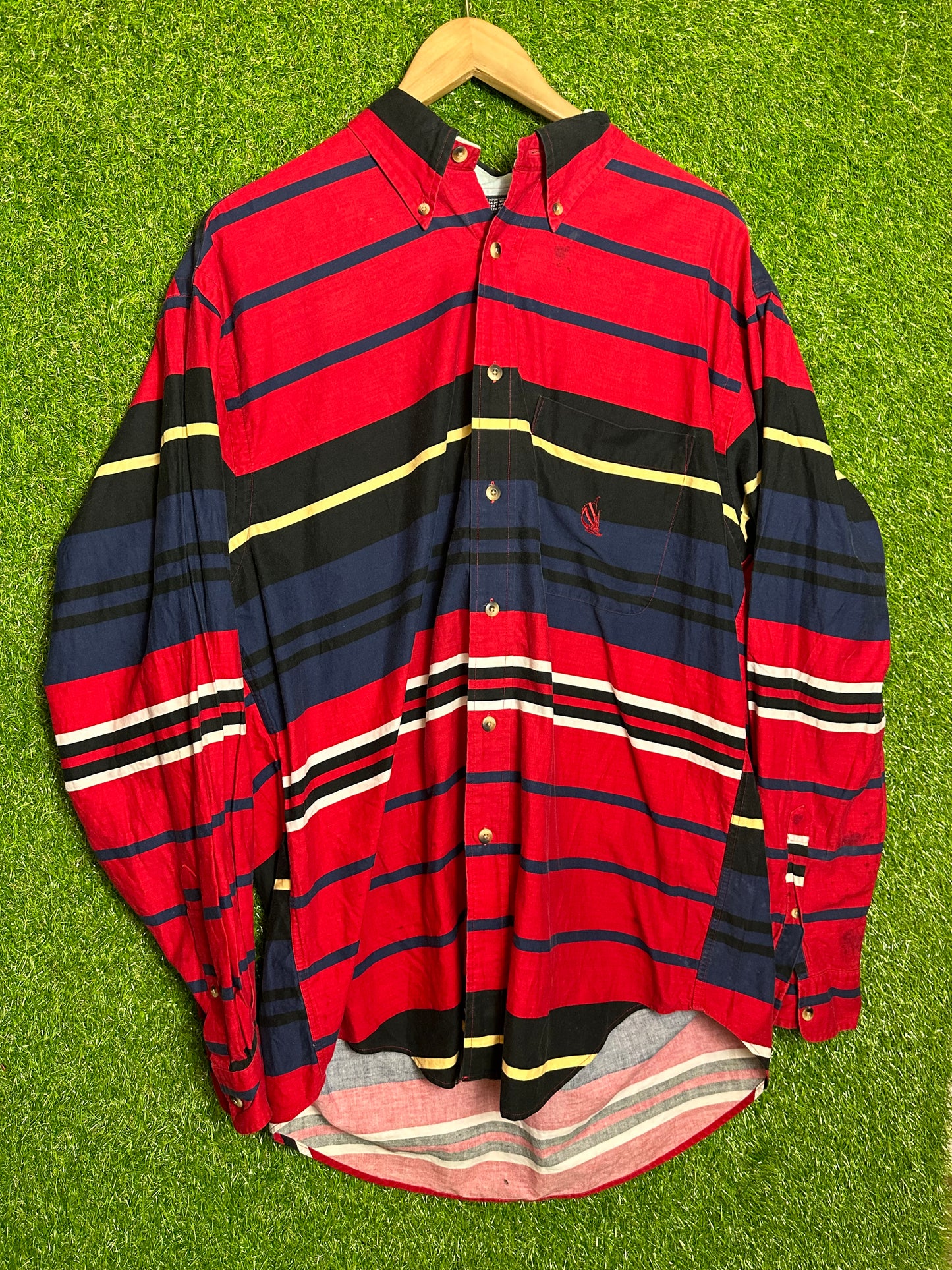 Vintage Sz L Nautica Striped Button-Up Shirt