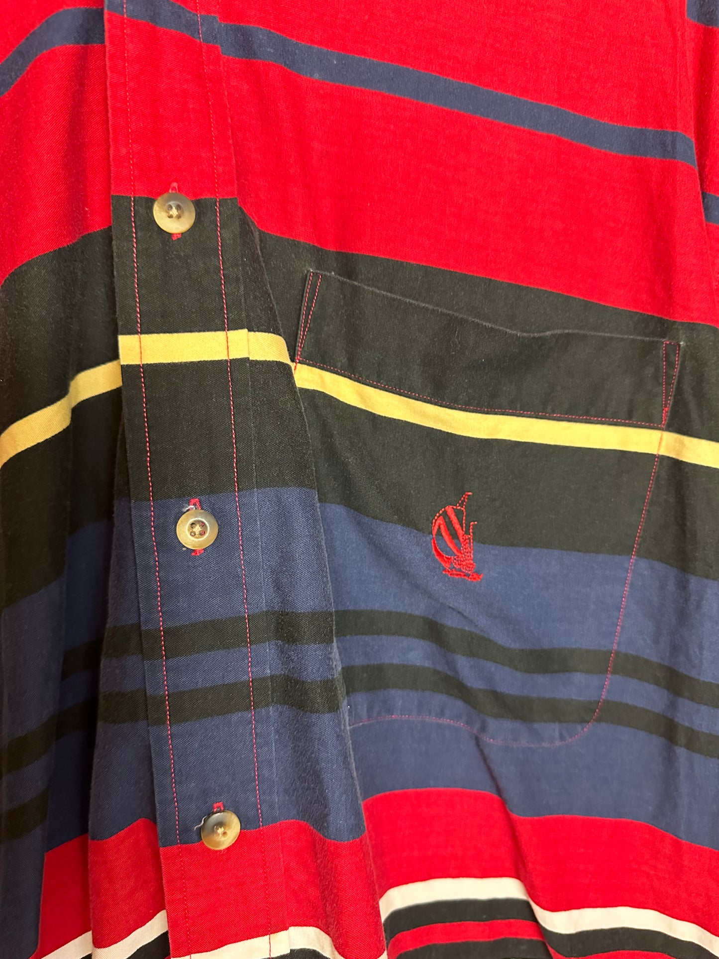 Vintage Sz L Nautica Striped Button-Up Shirt