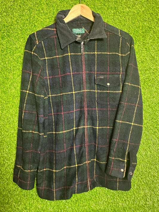 Vintage (W) Sz S Lauren Ralph Lauren Checkered Full-Zip Fleece