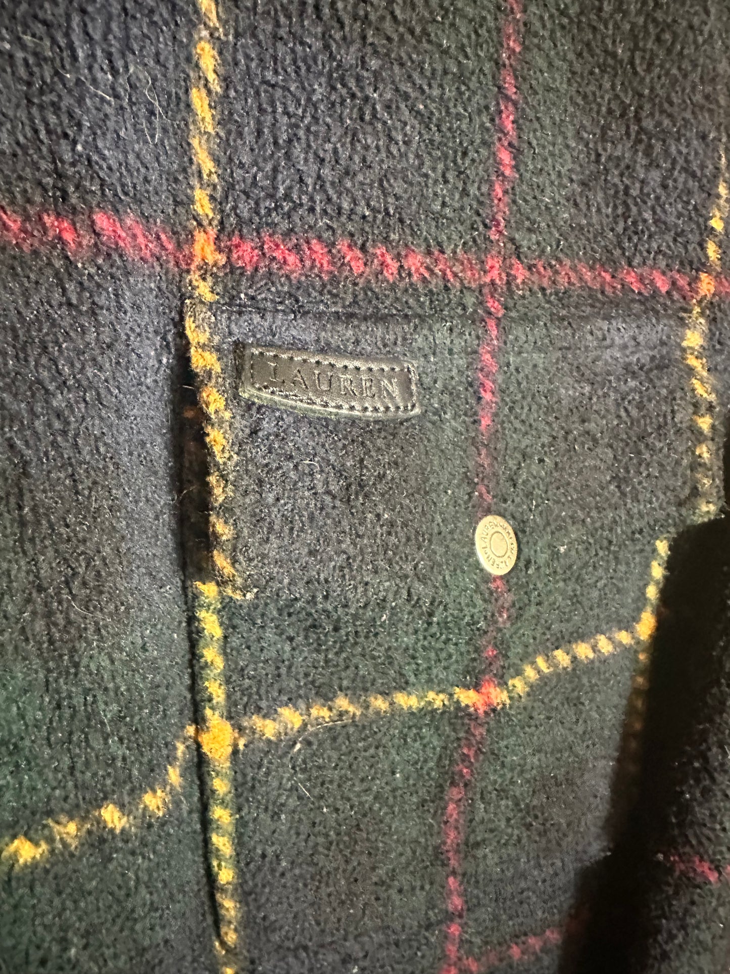 Vintage (W) Sz S Lauren Ralph Lauren Checkered Full-Zip Fleece