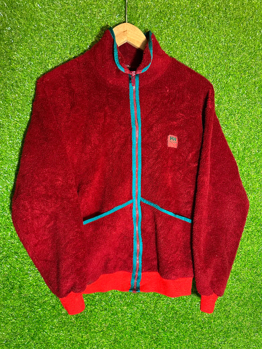 Vintage Sz S Helly Hansen Red Full-Zip Fleece