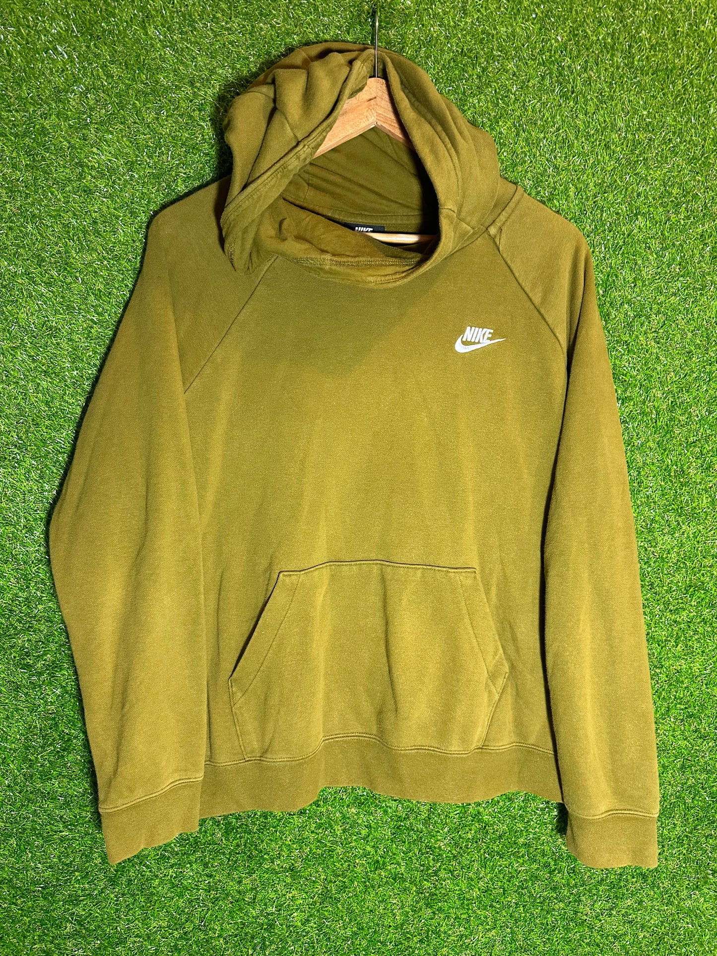 Sz L Nike Swoosh Olive Hoodie