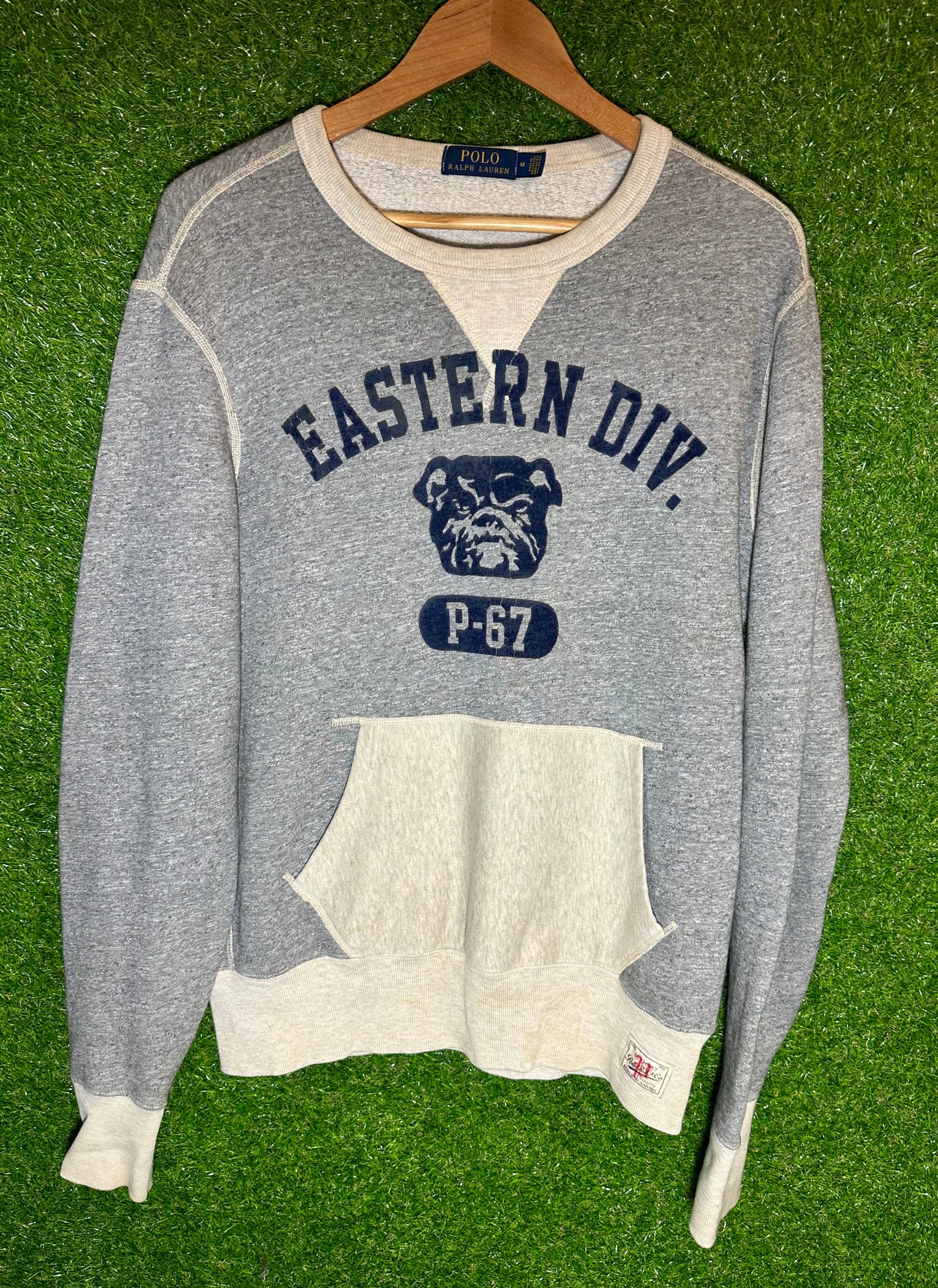 Sz M Ralph Lauren Bulldog Grey Crewneck