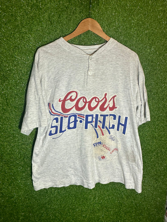 Vintage Sz XL Coors Baseball Button-Up Tee