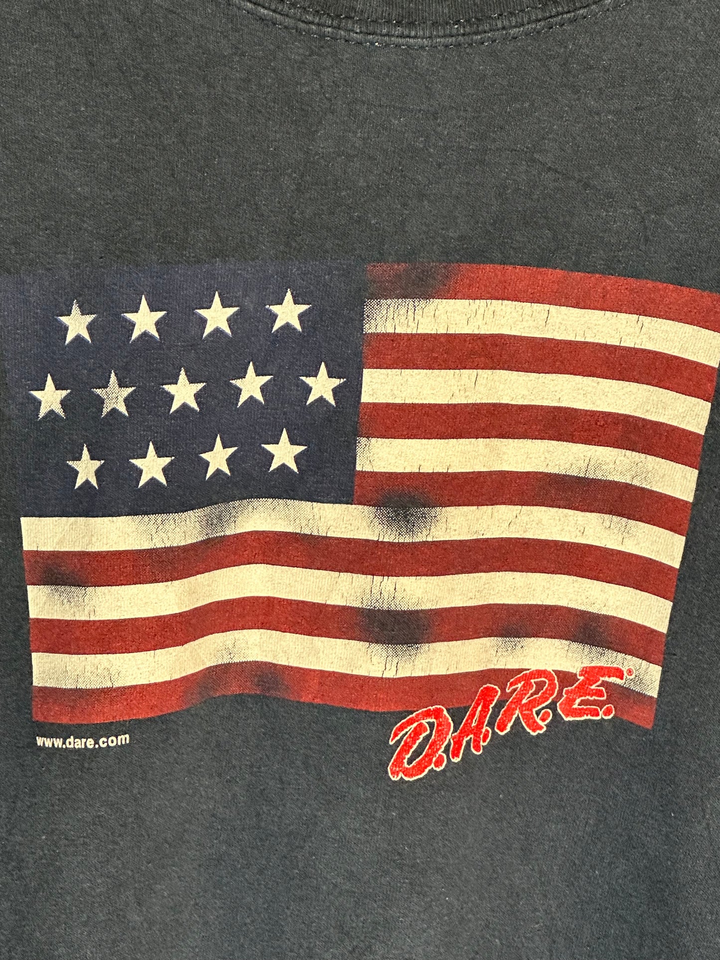 Vintage Sz L D.A.R.E. USA Flag Navy Tee